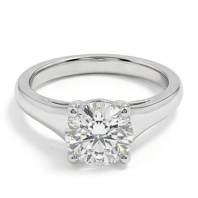 Bague De Mariage Solitaire En Or Blanc Et Véritable Diamant Solitaire De 2.25 Ct