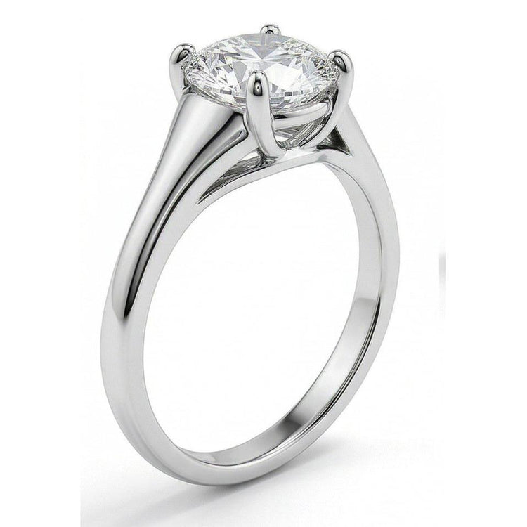 Bague De Mariage Solitaire En Or Blanc Et Véritable Diamant Solitaire De 2.25 Ct