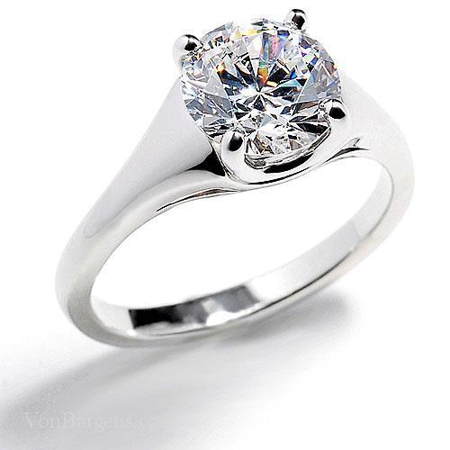 Bague De Mariage Solitaire En Or Blanc Et Véritable Diamant Solitaire De 2.25 Ct