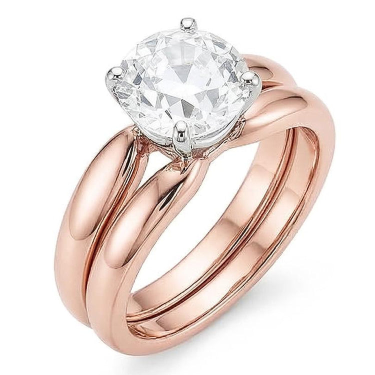 Bague De Mariage Solitaire Naturel Diamant Taille Ancienne Sertie Tige Conique 1.50 Carats