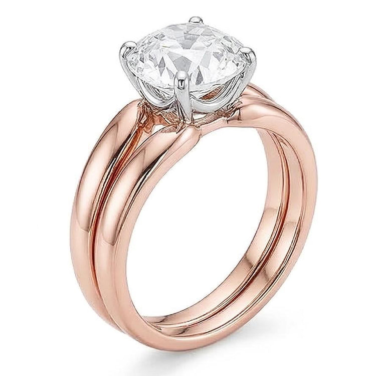 Bague De Mariage Solitaire Naturel Diamant Taille Ancienne Sertie Tige Conique 1.50 Carats
