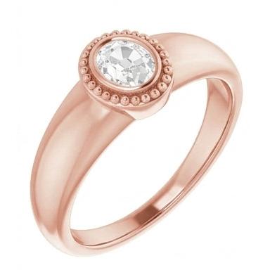 naturel oval diamant 1.50carats bague angle de côté