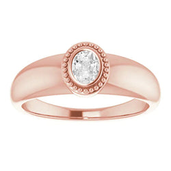 Bague De Mariage Solitaire Ovale Réel Diamant Taille Ancienne Serti Clos 1.50 Carats