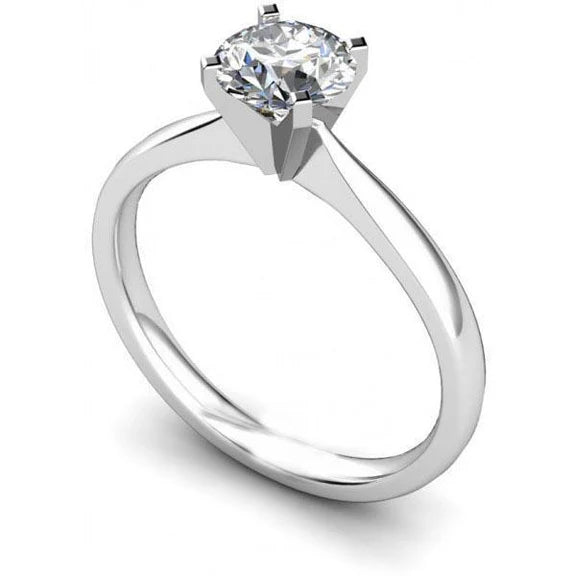 Bague De Mariage Solitaire Réel Diamant Coupe Ronde 1 Ct