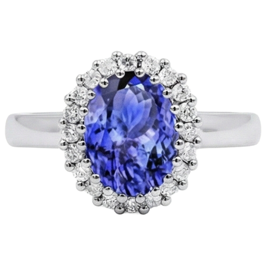 naturel oval tanzanite 3.70carats bague angle de côté