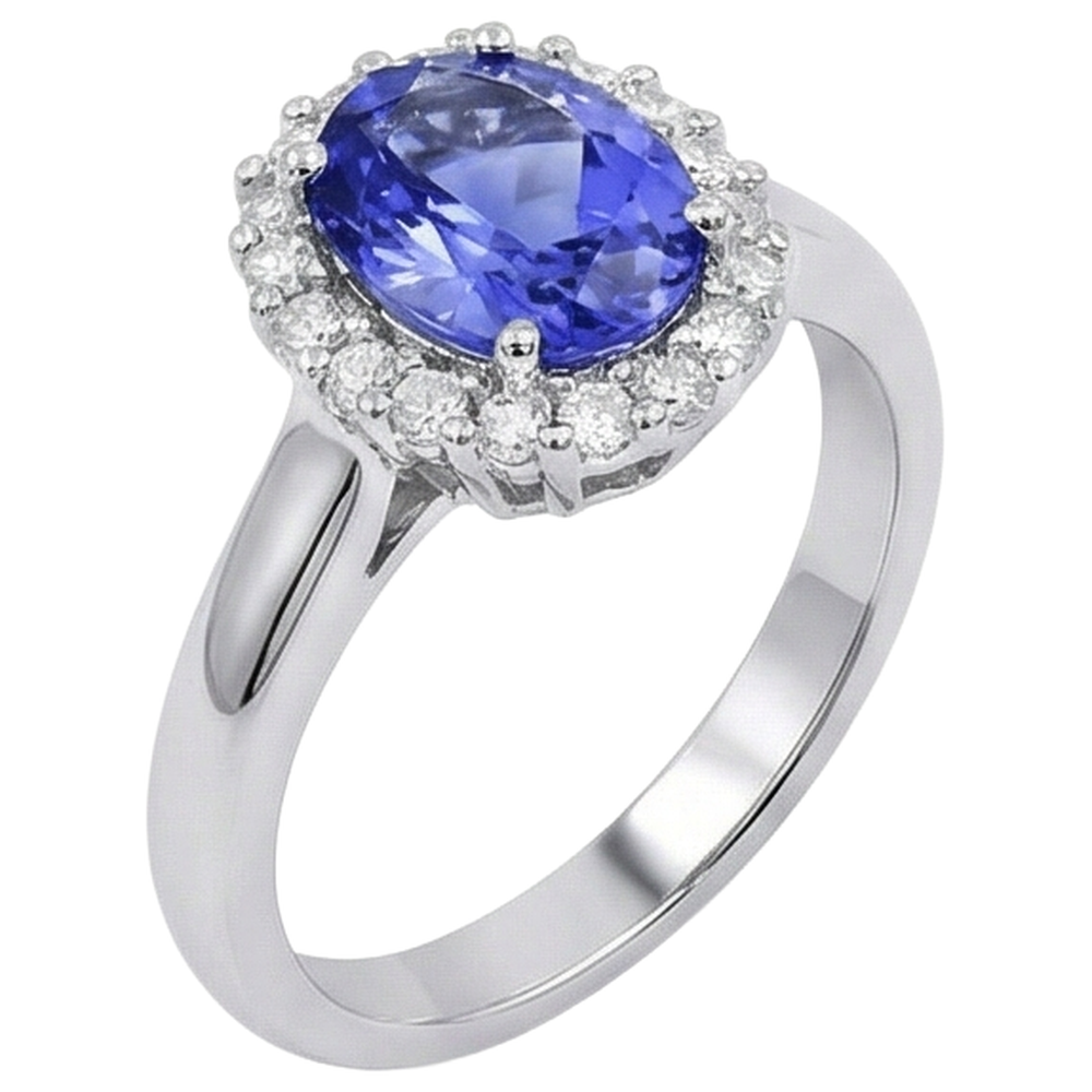 naturel oval tanzanite 3.70carats bague détail rapproché