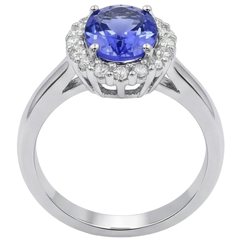 naturel oval tanzanite 3.70carats bague vue de dessus