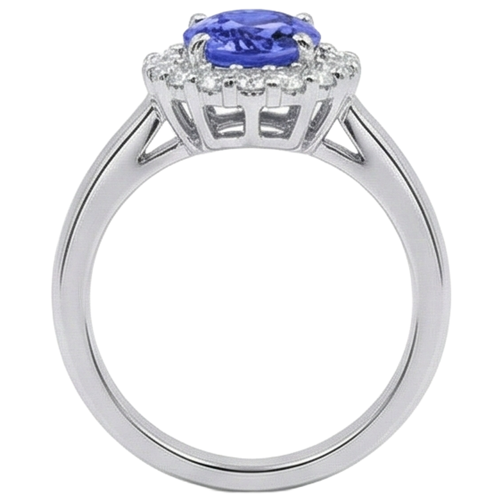 naturel oval tanzanite 3.70carats bague vue de profil
