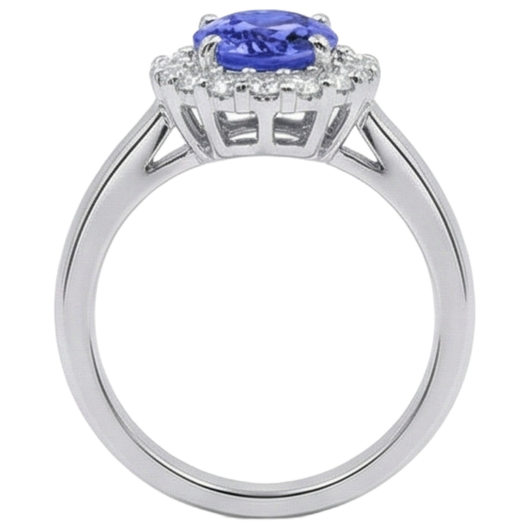 naturel oval tanzanite 3.70carats bague vue de profil