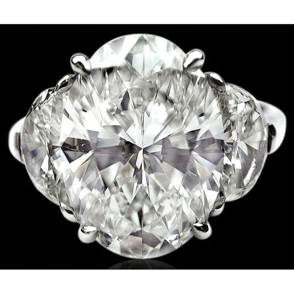 Bague De Mariage Trois Pierres Naturel Diamants Ovales 9 Carats Or Blanc 14K