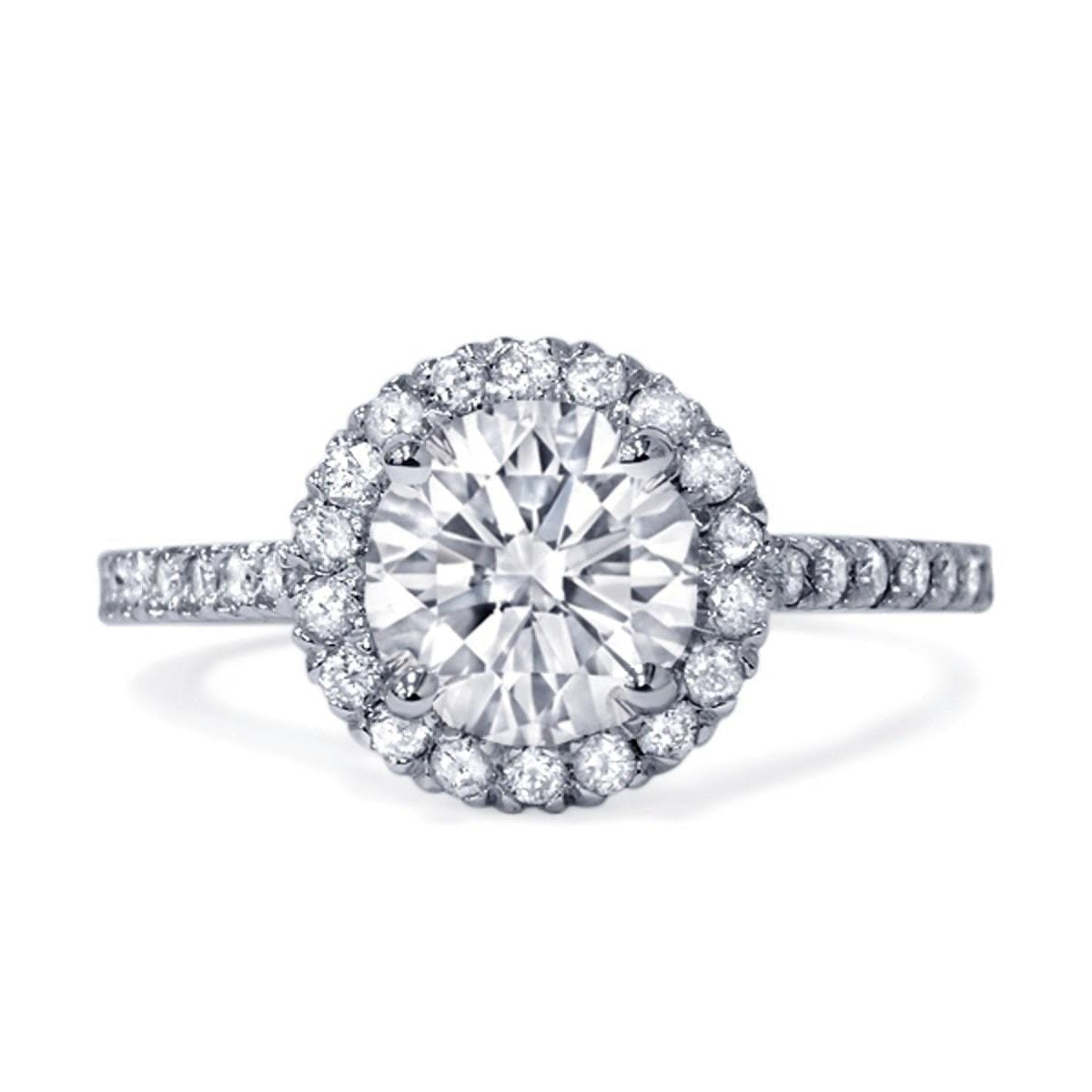Bague De Mariage Véritable Diamant Rond Halo 2.25 Ct.