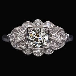 Bague De Mariage Véritable Diamant Rond Taille Ancienne Style Antique 6.25 Carats Millegrain