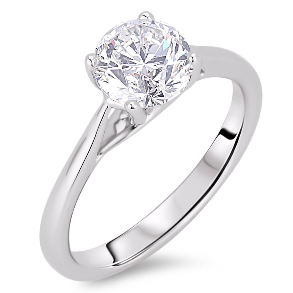 Bague De Mariage Véritable Diamant Solitaire Coupe Ronde 2 Carats Or Blanc 14K