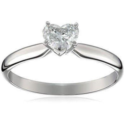 Bague De Mariage Véritable Diamant Solitaire En Forme De Cœur De 1.25 Carat En Or Blanc