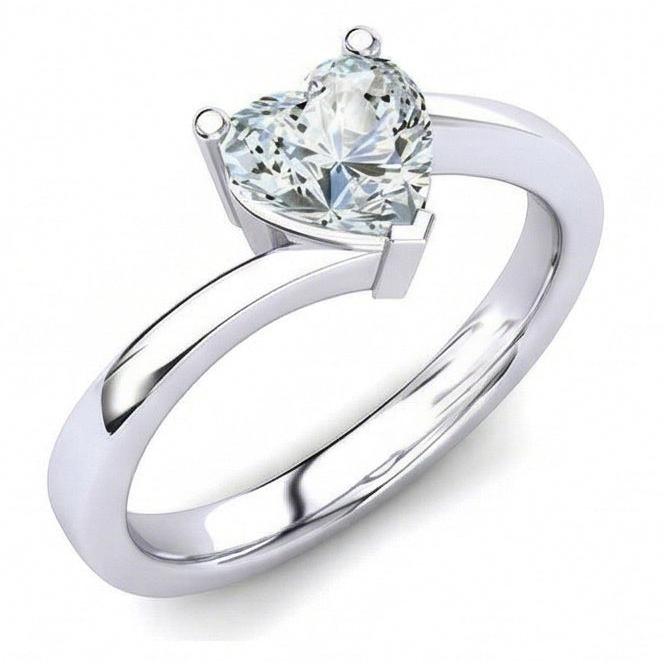 Bague De Mariage Véritable Diamant Solitaire En Forme De Cœur Etincelant De 1.75 Ct