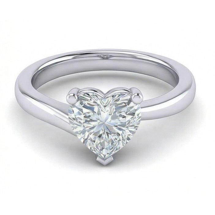 Bague De Mariage Véritable Diamant Solitaire En Forme De Cœur Etincelant De 1.75 Ct