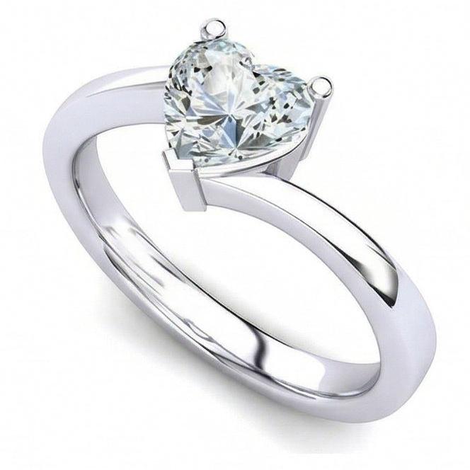 Bague De Mariage Véritable Diamant Solitaire En Forme De Cœur Etincelant De 1.75 Ct