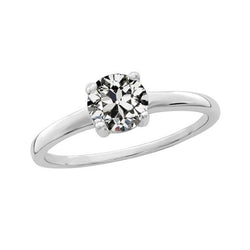 Bague De Mariage Véritable Diamant Solitaire Rond Taille Ancienne Tige Conique 1.50 Carats