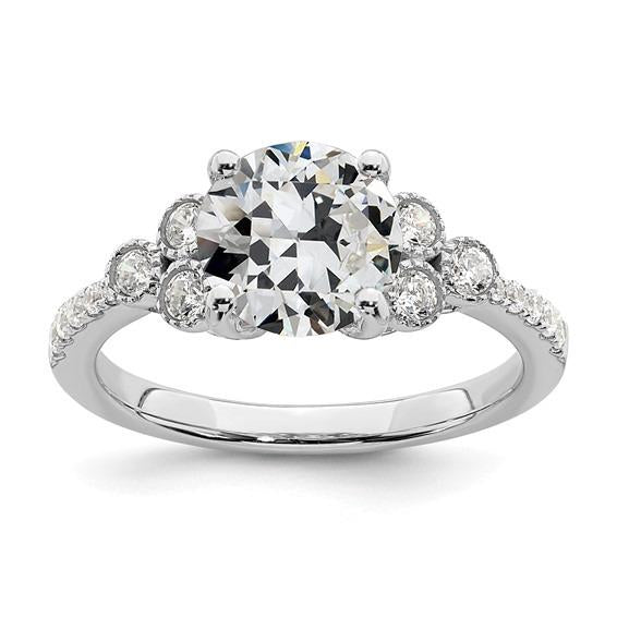 Bague De Mariage Véritable Diamant Taille Ancienne Sertie De Lunette Sertie De Bijoux En Or De 3.50 Carats