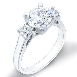 Bague De Mariage Véritable Diamants Etincelants De Trois Pierres De 1.90 Ct En Or Blanc 14K
