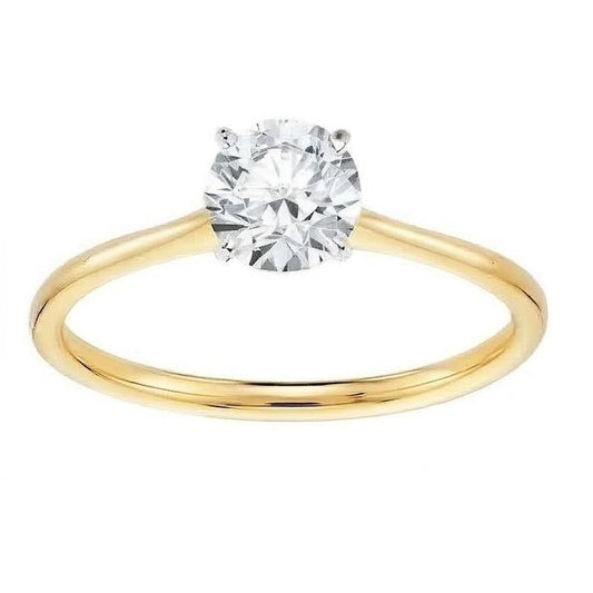 Bague De Promesse Réel Diamant Naturels Extraits des Mines ( et non cultivés en laboratoire ) Solitaire Coupe Ronde 1 Carat Or Jaune 14K