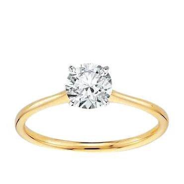 Bague De Promesse Réel Diamant Solitaire Coupe Ronde 1 Carat Or Jaune 14K