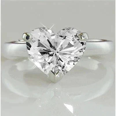 Bague De Promesse Solitaire Naturel Diamant Coeur