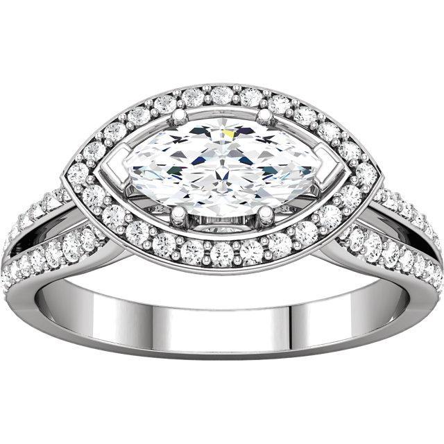 Bague De Réel Diamant Fiançailles Style Halo Marquise En Or Blanc 14K 1.75 Carats