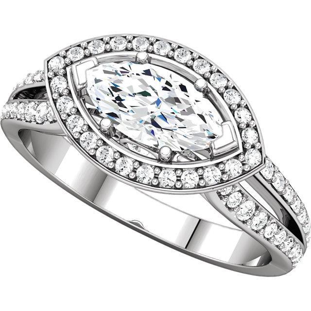 Bague De Réel Diamant Fiançailles Style Halo Marquise En Or Blanc 14K 1.75 Carats