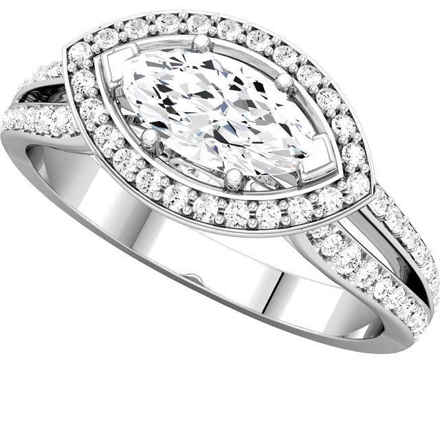 Bague De Réel Diamant Fiançailles Style Halo Marquise En Or Blanc 14K 1.75 Carats