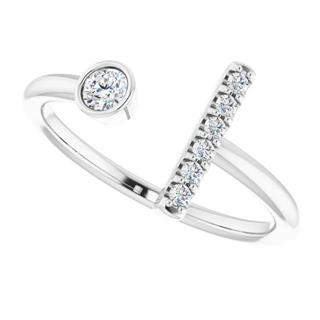 Bague De Style Barre À 0,48 Carats De Naturel Diamants Ronds Bijoux Pour Femme