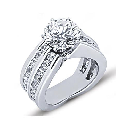 Bague De Véritable Diamant Fiançaille En Or Blanc A 4,25 Ct Bijoux De Haute Qualité Nouveau