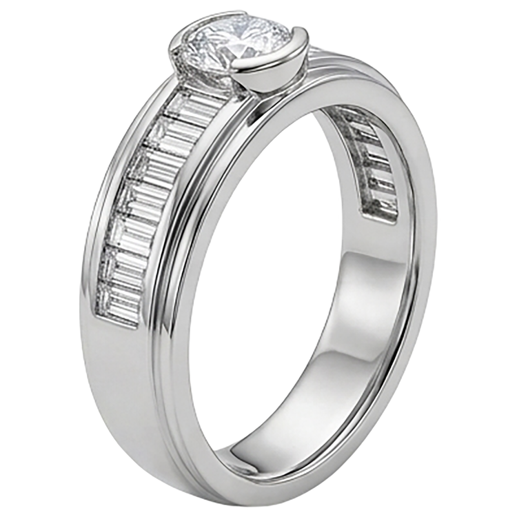 Bague Demi-Biseau Pour Hommes à 1,85 Carats De Diamants Naturels Extraits des Mines ( et non cultivés en laboratoire ) 14K D'Or Blanc