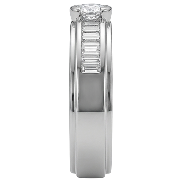 Bague Demi-Biseau Pour Hommes à 1,85 Carats De Diamants Naturels Extraits des Mines ( et non cultivés en laboratoire ) 14K D'Or Blanc