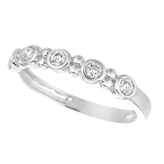 Bague Demi-Eternité Ronde En Or Blanc Avec Réel Diamants Brillants De 0.25 Carat