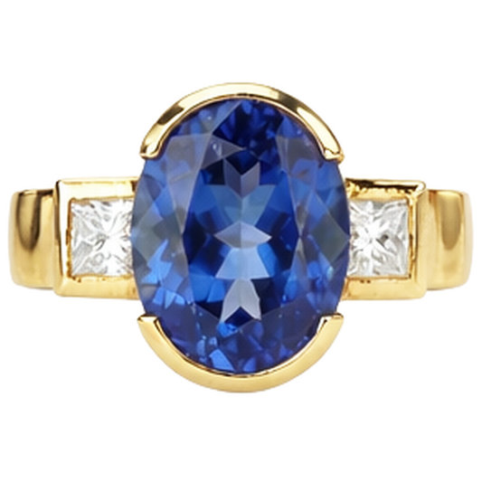 naturel oval tanzanite 2.10carats bague angle de côté