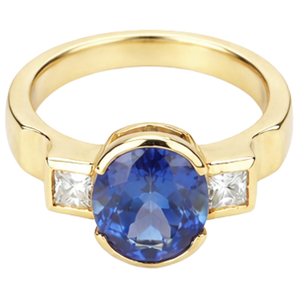 naturel oval tanzanite 2.10carats bague détail rapproché