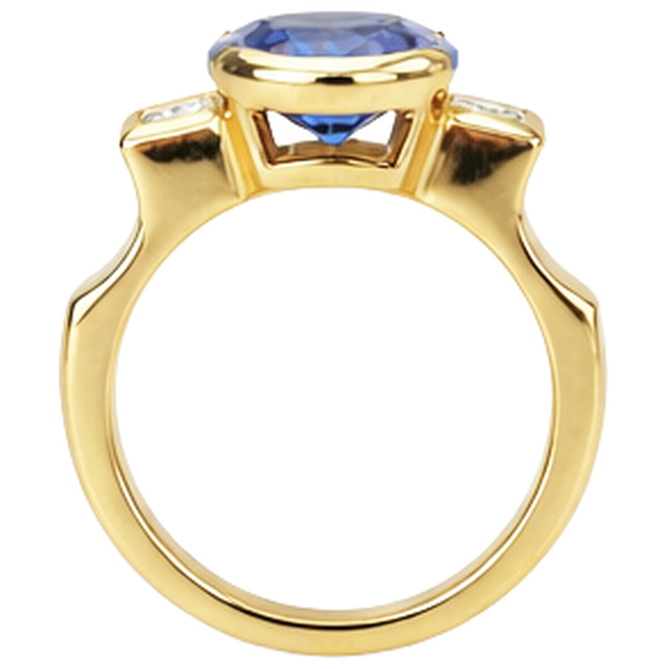 naturel oval tanzanite 2.10carats bague vue de profil