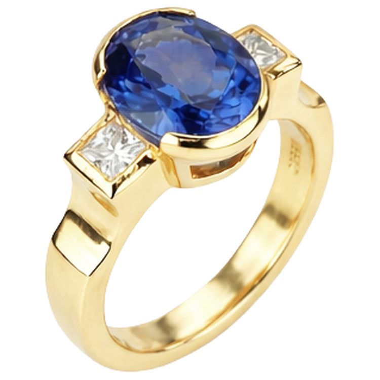 naturel oval tanzanite 2.10carats bague vue de dessus