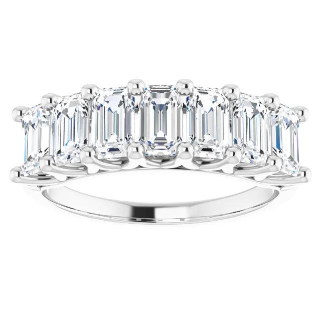 Bague Demi-éternité Naturel Diamant Emeraude 4.55 Carats Bijoux En Or Pour Femme