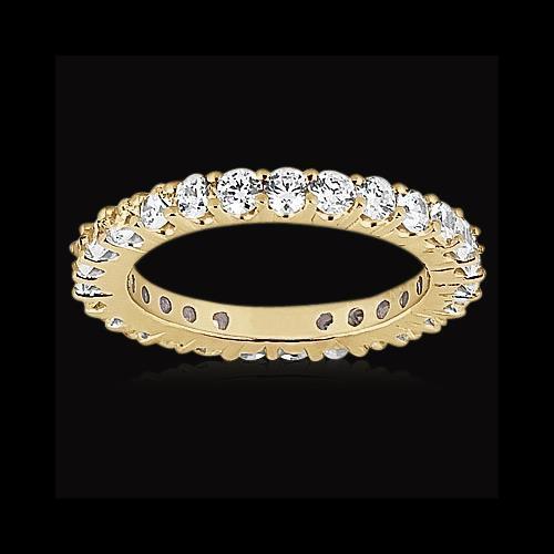 Bague D'éternité A Naturel Diamants Ronds De 1.35 Ct En Or Jaune 14 Carats