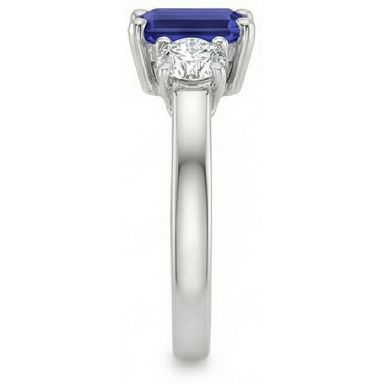 Bague Diamant Naturels Extraits des Mines ( et non cultivés en laboratoire ) 3 Pierres Emeraude Bleu Saphir 2.50 Carats