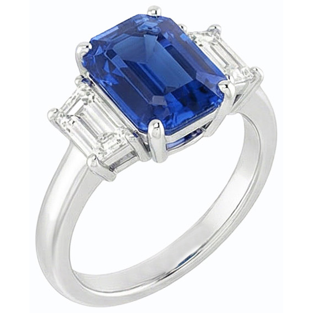 naturel baguette diamant 2carats bague vue de face