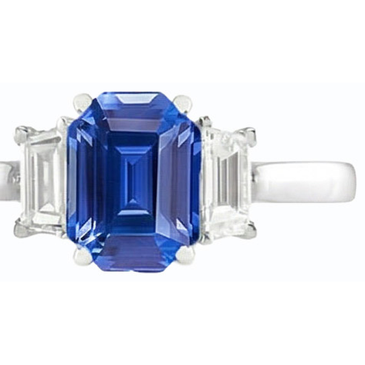 naturel baguette diamant 2carats bague angle de côté