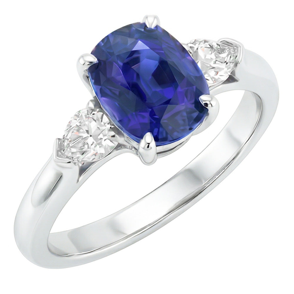 naturel oval diamant 3carats bague vue de face