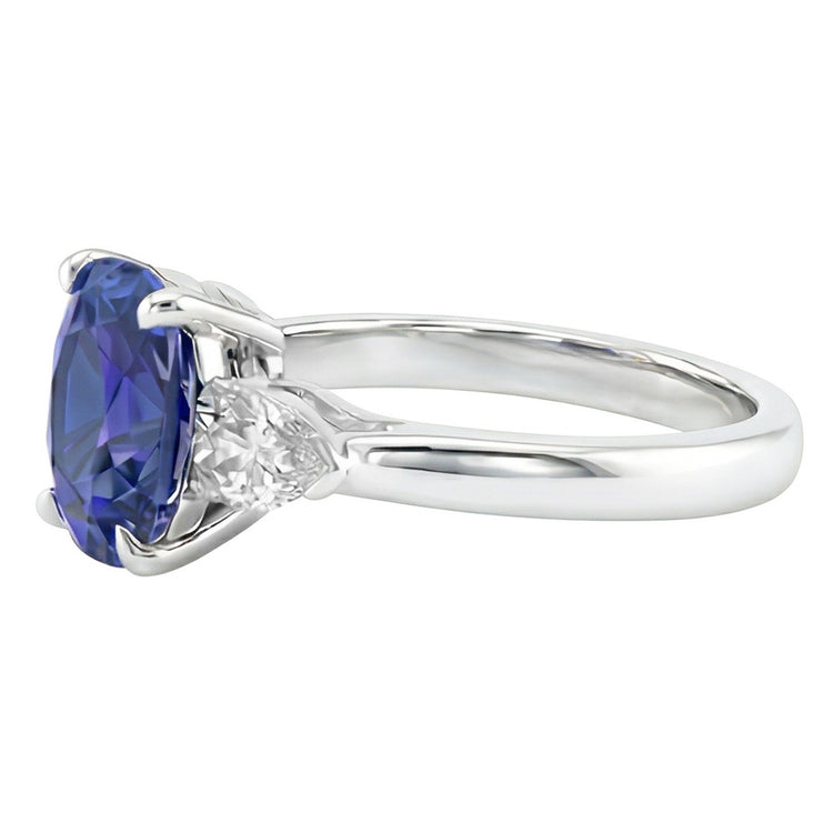 naturel oval diamant 3carats bague vue de dessus