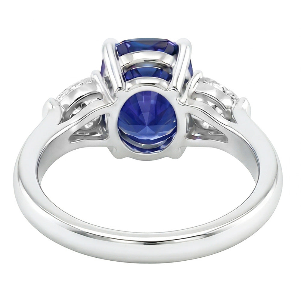 naturel oval diamant 3carats bague vue de profil