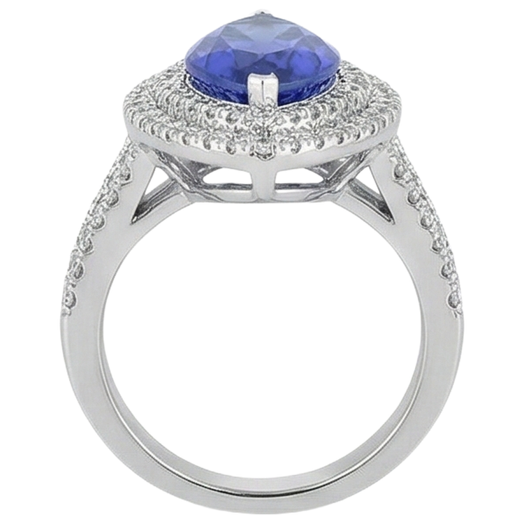 Bague Diamant 6 Ct Avec Pierre Tanzanite Taille Marquise Or Blanc 14K