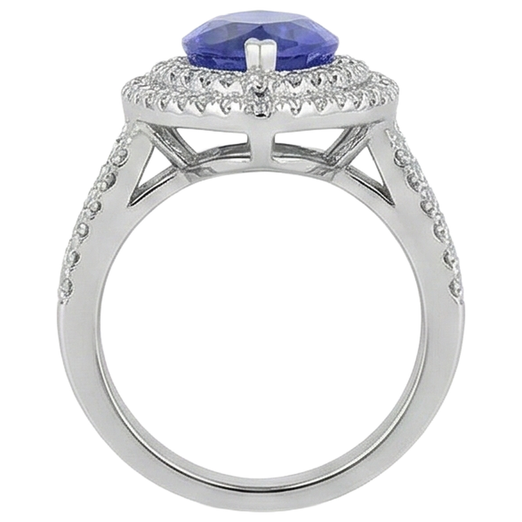 Bague Diamant 6 Ct Avec Pierre Tanzanite Taille Marquise Or Blanc 14K