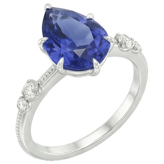 naturel pear diamant 2.50carats bague angle de côté